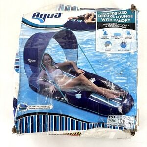 Aqua Deluxe Oversized Pool Float Lounger with UPF 50 Canopy and Cupholder – 70in